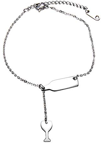 PAURO Mujeres Bracelet Acero inoxidable Vino Botella Cerveza Vaso Simple Encanto Plata