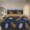 DTEX HOMES 100% Pure Cotton Reversible Printed Duvet Quilt Cover Set, Sweet Dreams Navy Mustard - King