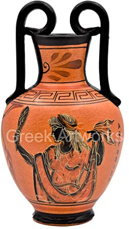 Griechische schwarze Keramik-Vase, Topf mit Töpferei, Göttin Aphrodite, 17 cm