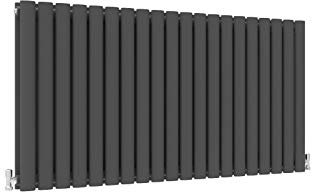 Acezanble∣Horizontal Column Anthracite Radiator Oval Double Designer Radiator 600x1180mm Central Heating Interior Design