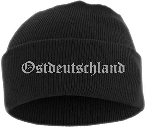 HB-Druck Ostdeutschland Umschlagmütze - Stickfarbe Grau - Mütze Bestickt Einheitsgröße Schwarz