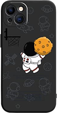 Yonds Queen Compatible with iPhone 12 mini Cute Case, Cartoon Astronaut Space Planet Moon Design Stylish Bumper TPU Rubber Protective Anti-Slip Shockproof Case(Black Basket, iPhone 12 mini)