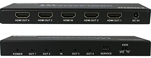 FOURKAY 1x4 4K HDMI Splitter Distribution Amplifier. Distribute up to 4k2k@60Hz resolution using HDMI cables. HDMI2.0b and HDCP2.2 compliant.