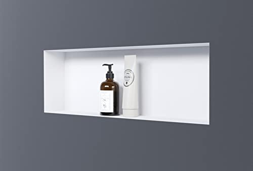 BERNSTEIN - Niche murale douche Blanche sans rebord 20x60x10cm acier inoxydable étagère encastrée salle de bain, Anti-rouille, étanche, installation facile - NT206010X