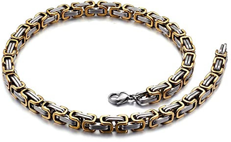 Beydodo Herren Kette Edelstahl ohne Anhänger, 5MM Königskette Hip Hop Partnerkette Silber Gold Kette 60CM