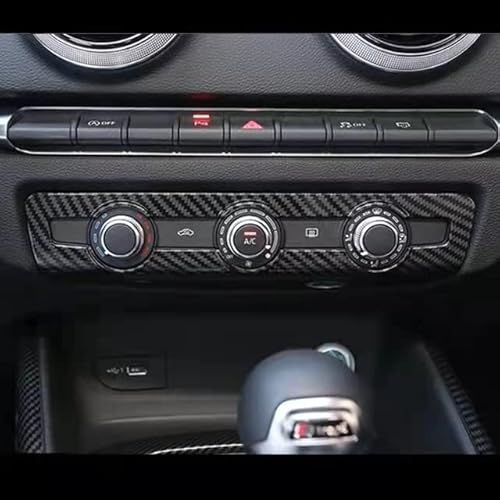 Yuzhao Abdeckung für Audi A3 8V 2014–2018, Innen-Mittelkonsole, Klimaanlage, Lüftungsschlitz, AC-Tastenabdeckung, 1 Stück, Schwarz