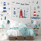PLIGREAT Leuchtturm Wandtattoo Maritimes Abenteuer Thema für Jungen-Schlafzimmer Dekoration Segelboot Möwen Wandsticker DIY Kinderzimmer Wohnzimmer Büro Schlafzimmer Kunst Wandbild Aufkleber