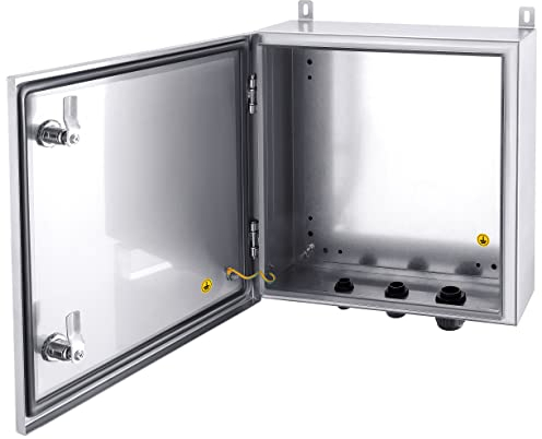 Ordentlich IP65 Wetterfeste Edelstahlbox Wandmontage Elektronische Geräte Gehäuse Box mit Montageplatte und Wandhalterung (40,6 x 40,6 x 15,2 cm)