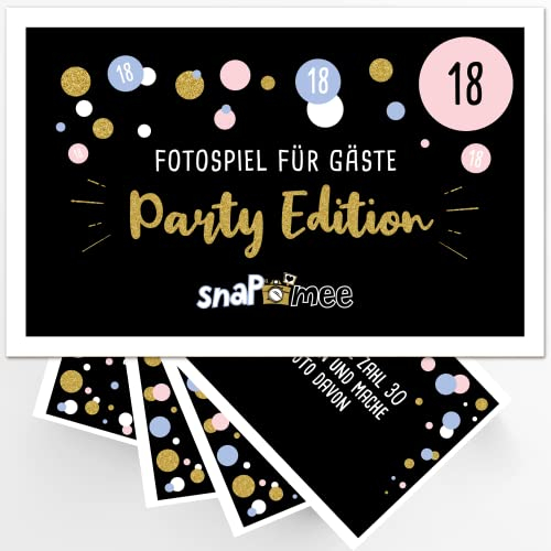 Fotospiel 18 Geburtstag by snaPmee - 50 Fotoaufgaben als Party-Spiel für Gäste - Geschenk-Idee Mädchen & Jungen - Gästebuch Ergänzung
