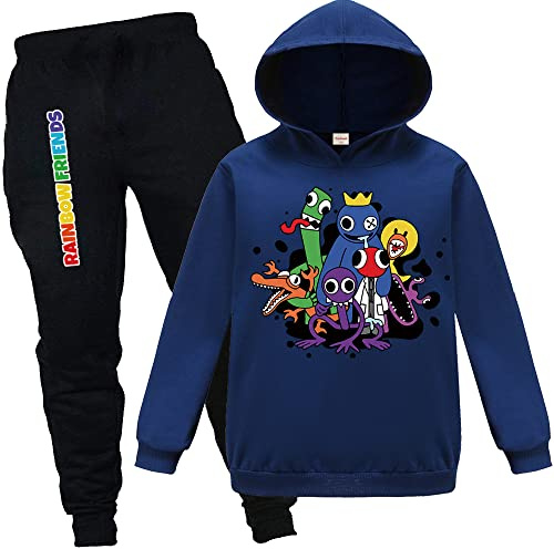 Forlcool Rainbow Tracksuits for Kids YouTube Game Merch Casual Outfits Hoodie + Trousers Suits