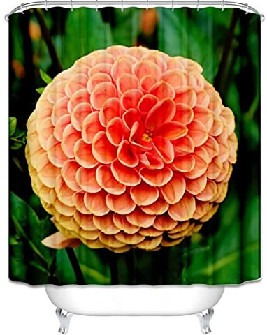 EHOMERY Duschvorhang Zum Kleben Duschrollo Mit Motiv Chrysantheme Polyester Rostfreie Ösen Und 12 Hakenringe, 160X180Cm