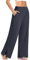 Cegerne Damen Palazzo High Waist Haremshose Yogahose Stretch Stoffhose Weite Jogginghose Sport Activewear Hose Traniningshose mit Schlitz, Dunkel Grau, XL