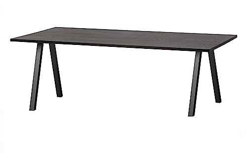 WOOOD Tablo Esstisch 180x90 cm - Mattschwarzem Küchentisch aus Eichenholz mit 2-Position-Tischbeine aus Metall Esszimmertisch für 4 Personen 75x180x90 cm