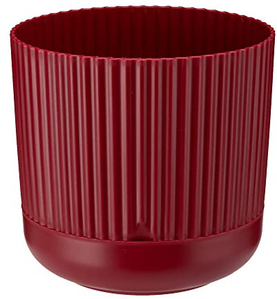 VERDENIA Nostalgia Blumentopf Leichter Blumenkübel Balkonblumentopf Dekorativer Topf für Pflanzen für Innen und Außenbereich Pflanztopf aus Kunststoff Runder Viele Farben 16x16x15cm Bordeauxrot