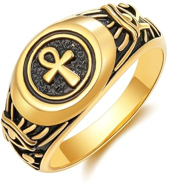 Ankh Ringe für Männer Sterling Silber vergoldet ägyptischer Ring ägyptischer Ankh Schmuck für Frauen Männer