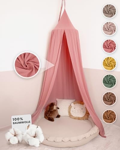 lilimaus Baldachin Kinderzimmer [in 12 Farben] - Betthimmel aus 100% Baumwolle Musselin Handmade für Mädchen & Jungen - Babybett Himmel als Babyzimmer Deko - Vorhang für Kinderbett, Kuschelecke