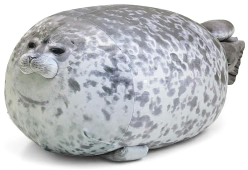 SiSfeL Seal Plüschtier Kuscheltier - Graue Robbe, Plüschtier-Schlafkissenspielzeug für Kinder und Erwachsene (30cm)