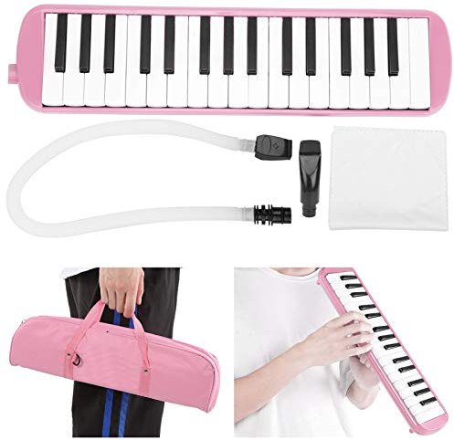 Instrumento Educativo Musical Melódica De 32 Teclas De Piano, Instrumento Musical De Viento Armónica Con Teclado De Piano Con Bolsa De Transporte Portátil Para Principiantes(Rosa)