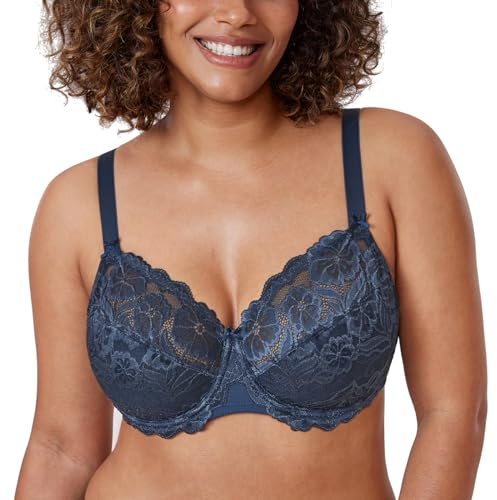 DELIMIRA Women's Full Coverage Lace Plus Size Bra Sargasso 32E