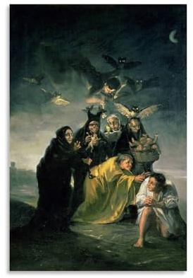 WurBu Francisco De Goya Painter Works《Witches' Sabbath》Bedruckte Poster, Geschenke, Leinwand, Gemälde, Wandkunst, dekorativer Bilddruck, moderne Dekoration, 60 x 90 cm