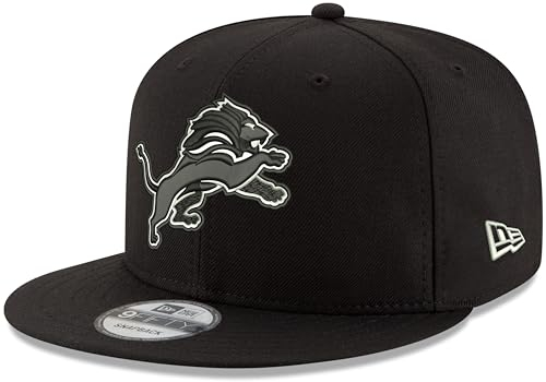 New Era NFL 9FIFTY Black White Adjustable Snapback Hat Cap One Size Fits All, Detroit Löwen, Einheitsgr��e