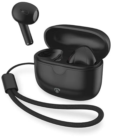 Nedis Vollständig drahtlose Kopfhörer - Bluetooth - max. Batteriespielzeit: 16 Std - Berührungssteuerung - Ladegehäuse - Kabelloses Ladegehäuse - Eingebautes Mikro - Stimmkontrolle - Schwarz