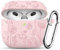 Ouwegaga Flor Grabado Funda para Airpods 3ª Generación Case, Suave Silicona Prueba de Golpes Protectora Cover Compatible con Apple Airpods 3 Case Cover 2021, con Mosquetón [LED Frontal Visible],Rosado