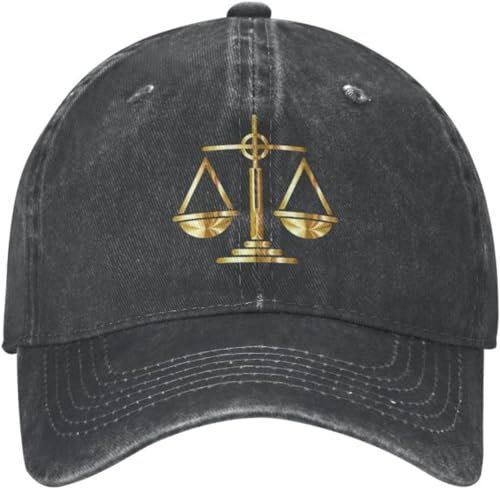 Baseballkappe Hip Hop Sonnenhut Law of Justice Baseballkappe für Männer und Frauen Scales of Justice Law Print Baseball Beanie Baumwolle Punk-Stil Atmungsaktive Partykappe Geburtstagsgeschenk