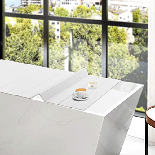 Badewannenabdeckung 170x75cm Faltbar Badewannen Abdeckung Wasserdicht Staubdichte Badewannenbrett Isolierung PVC Badewannenablage Weiß Badewannen Zubehör für Badezimmer Spa Erfahrung, 5kg Belastbar