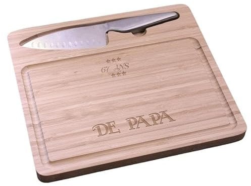 CADEAUX.COM - Planche À Découper Avec Couteau Papa 67 Ans Personnalisé - Message Personnalisable - Cadeau Anniversaire Papa - Cadeau 67 ans - Cadeau Homme Fete des Peres