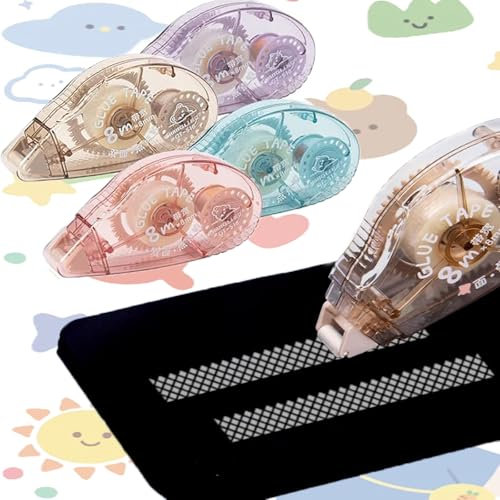 4 Pcs Cinta Adhesiva Doble Cara,8 mm x 8 m Cinta Pegamento Roller,Cinta Doble Cara Transparente,Cinta Doble Cara para Pegar Scrapbooking,Fotos,Artesanías,álbumes de Colección,Escuelas y Oficinas