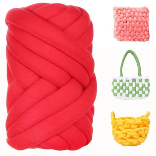uyeoco Filato Gigante 250g Cotone Grosso Tubolare a Mano Gomitolo di Filato Chunky Yarn per Borse Coperte Cestini Nidi di Animali Domestici Artigianato Fai-da-Te(O6,1 roll(250g))