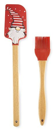 Excelsa Gnomo Küchenspachtel und Pinsel, aus Holz und Silikon, Weihnachtsdekoration