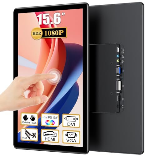 COOLHOOD Ecran Portable Tactile 15,6 Pouces FHD 1920×1080P IPS HDR 60Hz Écran Tactile HDMI VGA DVI Moniteur Portable Tactile avec Touch Écran VESA avec pour Ordinateur Portable/PC/Mini PC