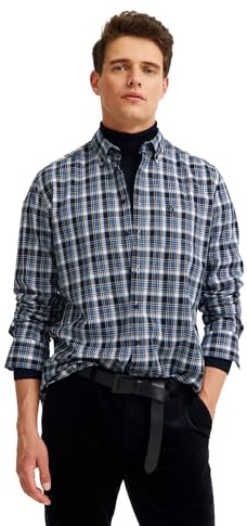 bugatti Herren Freizeithemd Langarm 9350-88402D | Modern Fit Button-Down Easy-Care Karo Baumwolle bequem pflegeleicht
