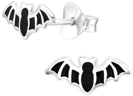 Monkimau Fledermaus Kinder Ohrringe | 925 Silber | Mädchen Ohrstecker Schmuck | Hypoallergen & Nickelfrei | Kinderohrringe Geschenkidee