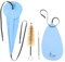 4 in 1 Saxophon-Reinigungstuch-Set, Altsaxophon-Reinigungsset mit Saxophon-Reinigungstuch, Saxhals-Reinigungstupfer, Mundstückbürste, Staubbürste für Flöte und Holzblasinstrumente (blau)