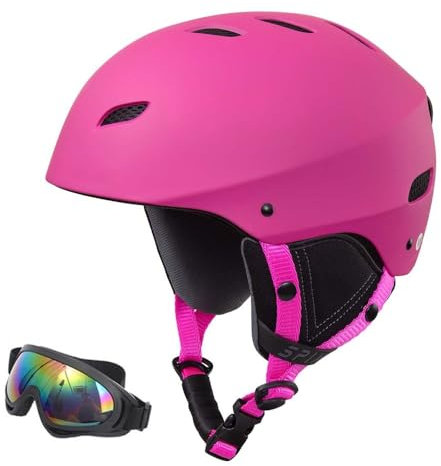 Unisex Skihelm, Atmungsaktiver Ski-Helm Größenverstellbar, Snowboardhelm mit ABS-Schale, EPS Auskleidung für Einen Optimalen Schutz auf der Piste(#A pink,L(57-61CM))