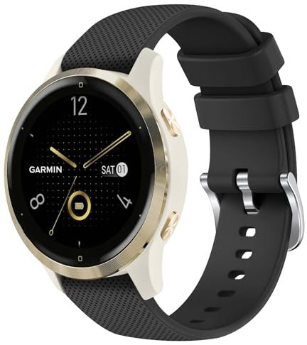 ZGCE Correa para Garmin Venu 2S / Venu 3S / Vivomove 3S / Vivoactive 4S, 18mm Correa deportiva de silicona para Fossil Woman Gen 6 / Fossil Woman Gen 5E, Negro