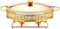 CWCQGH Chafing Dish in Acciaio Inox da 2 Litri, Set da Buffet con teglia per Alimenti, 2 contenitori per combustibile e Coperchio, per Buffet, Matrimoni, Feste,Gold