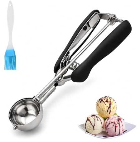 Qufiiry Ice Cream Scoop 5cm, Stainless Steel Cookie Scoop with Trigger Release, Easy Grip for Ice Cream, Melon Balls, Meatballs, Mashed Potato (50ml / 3.5 Tbsp)