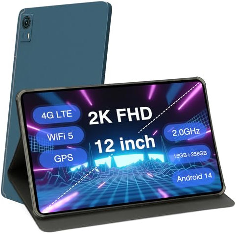Elepad Android Tablet, 12 Inch Large Screen Tablet with Android 13, Octa-core CPU, 16GB RAM 256GB ROM, 1200x2000 Resolution, WiFi BT 8000mAh 2K Display for Adults Kids