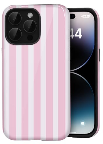 Amzfield Case for iPhone 12 Pro Max, Striped Dual Layer Shockproof, Pink | Striped Lined Dual Layer Shockproof Retro Cute Girly for Girl Women Drop Protection Precise Cutouts Impact Resistant Artistic