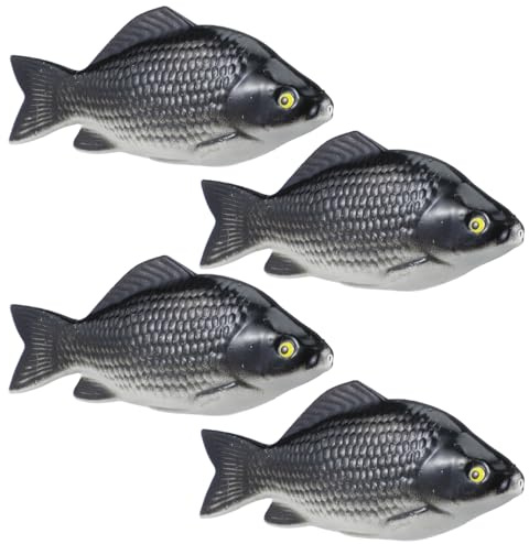 Kisangel 4 Stück Fälschung Fisch Deko, Simulierter Schwarzer Fisch Gefälschter Plastikfisch Gefälschte Zuhause Party Garten Küche Geschäft Anzeige