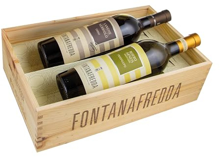 Cassetta Fontanafredda Piemonte con Nebbiolo Ebbio e Arneis Pradalupo, 2 bottiglie da 0,75 ℓ, Cassetta di legno