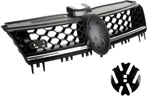Sport Kühlergrill Waben Schwarz mit Chrom Leiste | Ref.no. 5G0 853 651C/P Kompatibel mit Golf Vii (5G1, BQ1, BE1, BE2),Golf Vii Variant (BA5, BV5)