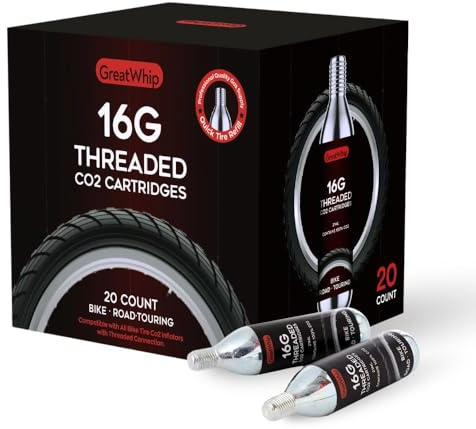 CO2 Cartridges 16g Threaded for Bike Tires Cycling Quick Refills, for Threaded Connection Inflators CO2 Pump, for Road, Mountain MTB Bikes