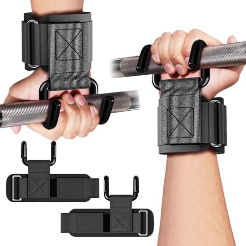 GPANDAG Weight Lifting Hooks for Men and Women(Pair), 0.4 Thick Hooks Gym | 330lb Heavy Duty Gym Lifting Wrist Strap Hook for Deadlifts, Pull-Ups, Strength Training, Grip Weightlifting Hooks for Teen
