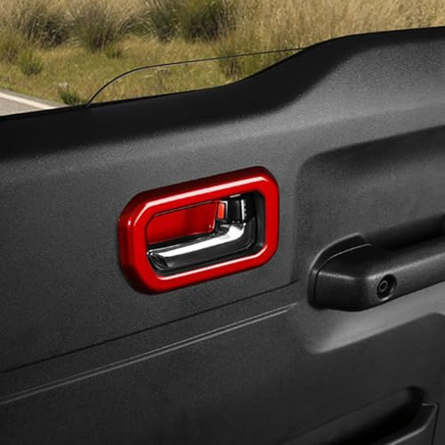 KUNGKIC Auto Innerer Türgriff Rahmen Abdeckung Türklinke Kohlefaser Aufkleber Für Suzuki Jimny 2018-2025 Auto Dekorationszubehör 2 Stück (Rot)