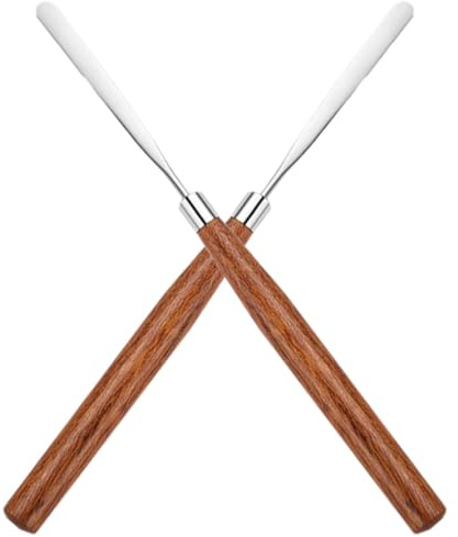 Edelstahl und Holz Kosmetikmischspatel 2 Stück für Make Up